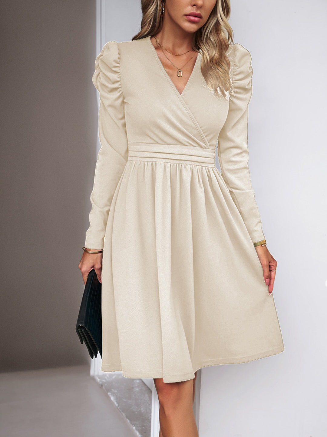 Damen Elegantes Wickelkleid mit Puffärmeln Echo Archiv 1788131704