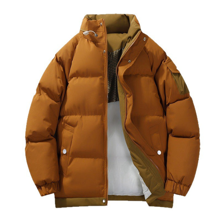 Herrenjacke aus ungefüttertem Outdoor-Material mit hohem Stehkragen, Isolierung und elastischen Bündchen – Taviero