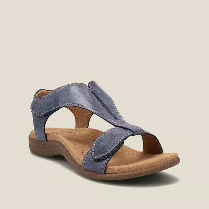 Damen Bequeme Flache Sandalen mit ergonomischem Kork‑Komfortfußbett und Klettverschluss – Sorelia
