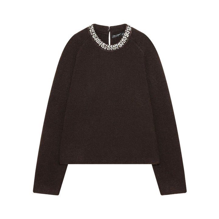 Damen nan cropped Strickpullover mit Schmuckkragen und Raglanärmeln Echo Archiv