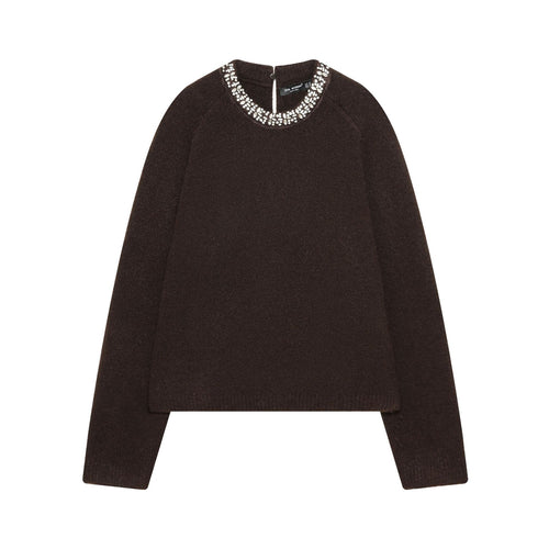 Damen nan cropped Strickpullover mit Schmuckkragen und Raglanärmeln Echo Archiv