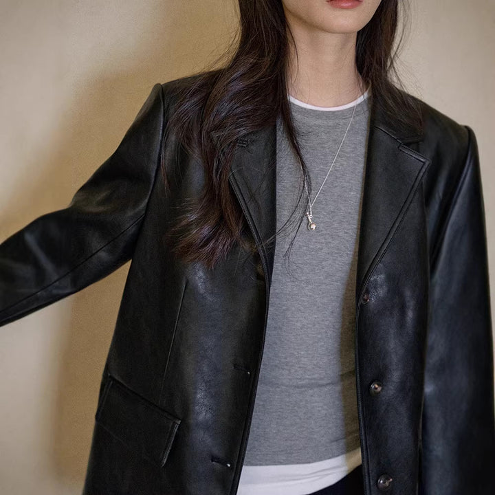 Damen Modischer Lederblazer Echoarchiv
