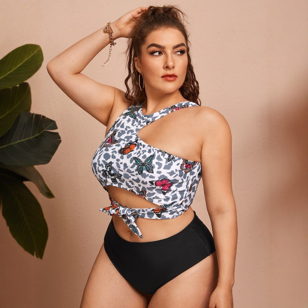 Damen Crop-Bikini-Oberteil mit modischem Bindedesign Echo Archiv