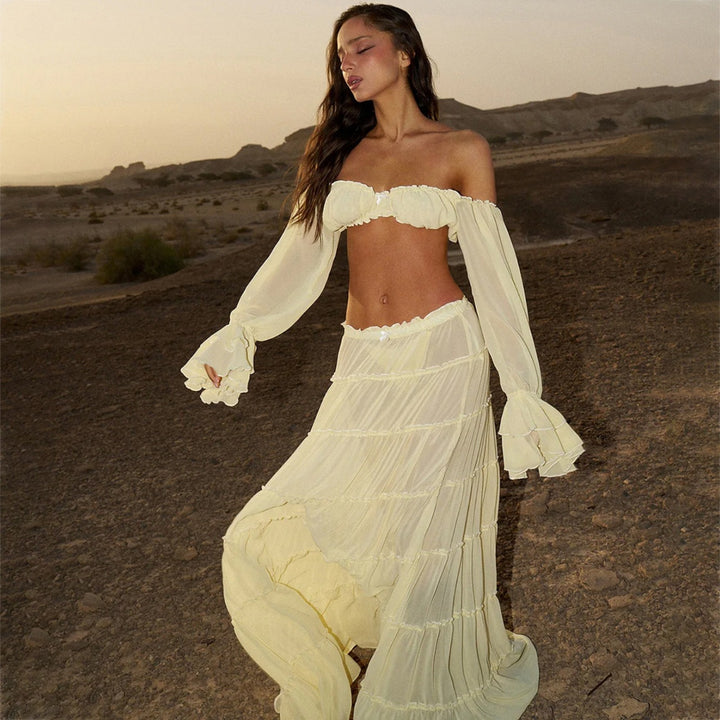 Damen luftiges Strandkleid mit Rüschen Echo Archiv