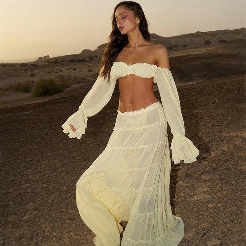 Damen luftiges Strandkleid mit Rüschen Echo Archiv