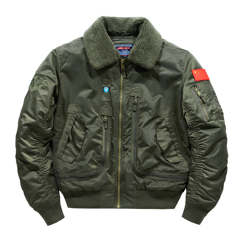 Herren -isolierte Aviator-Bomberjacke mit Sherpa-Kragen und Multifunktions-Taschen Echo Archiv