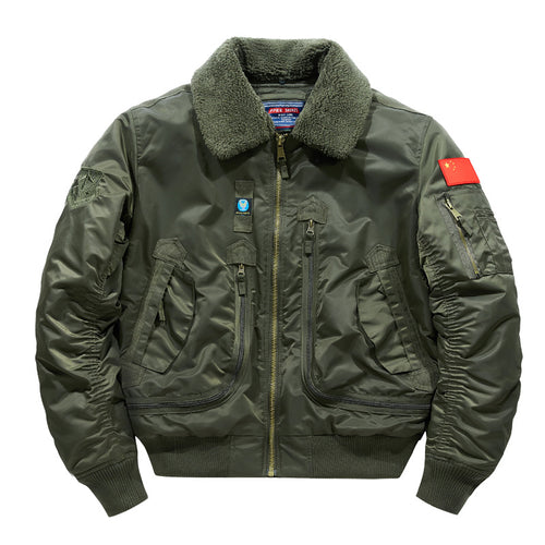 Herren -isolierte Aviator-Bomberjacke mit Sherpa-Kragen und Multifunktions-Taschen Echo Archiv