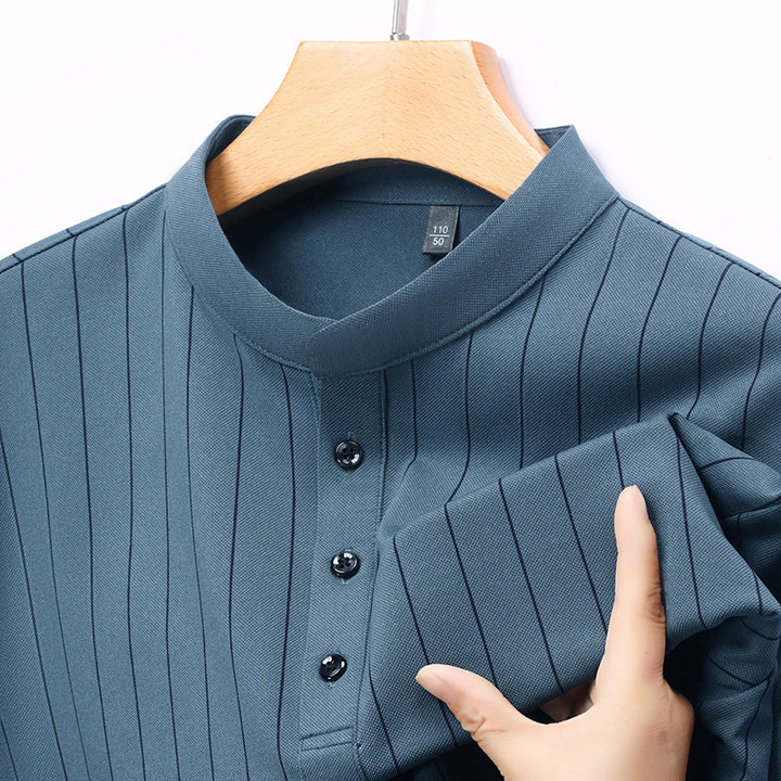 Herren Poloshirt mit elegantem Streifenmuster und hochwertiger Knopfleiste Echoarchiv