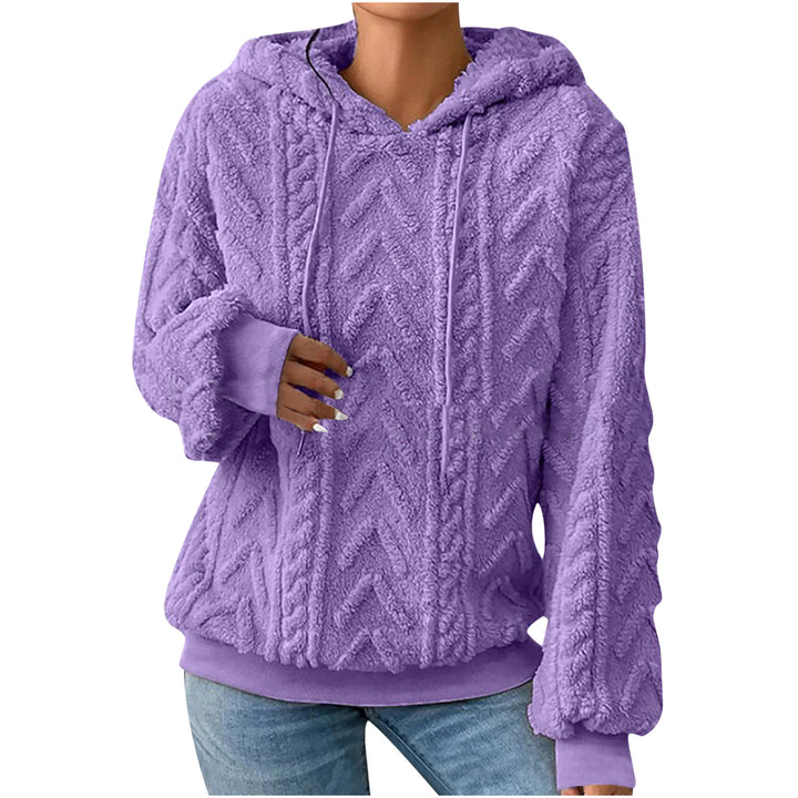 Damen nan kuscheliger Kapuzenpullover mit Zopfmuster Eingrifftaschen und Rippbündchen Echo Archiv