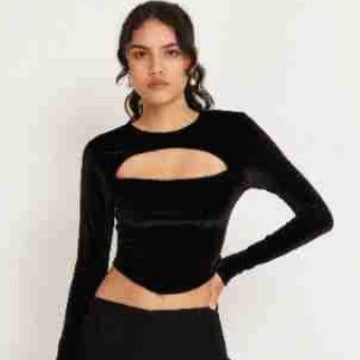 Damen Cropped Langarmoberteil mit innovativem Cut-Out-Design Echo Archiv