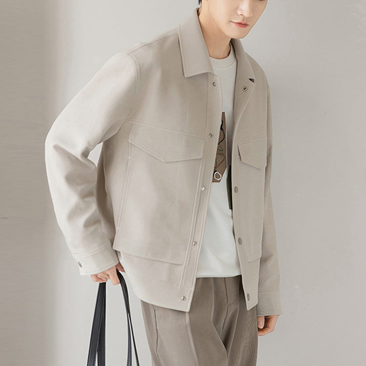 Herren Boxy Overshirt-Jacke mit Druckknöpfen und aufgesetzten Taschen Echoarchiv
