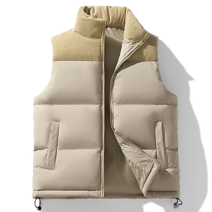 Herren Gepolsterte Steppweste mit Cordkragen, Thermoisolierung und Kordelzugsaum Echoarchiv