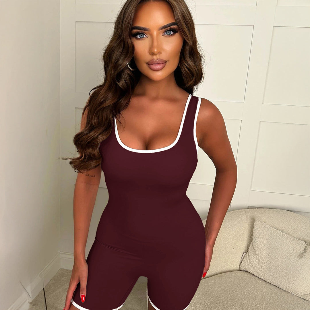Damen Sportlicher Jumpsuit mit dekorativen Kontrastnähten und figurformendem Schnitt Echo Archiv