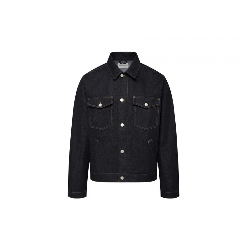 Unisex Zeitlose Boxy-Denimjacke im Worker-Look mit Pattentaschen und Metallknopfleiste Echo Archiv