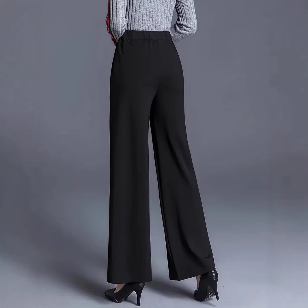 Damen Elegante hochtaillierte Palazzo-Hose mit Bügelfalte und weitem Bein Echoarchiv