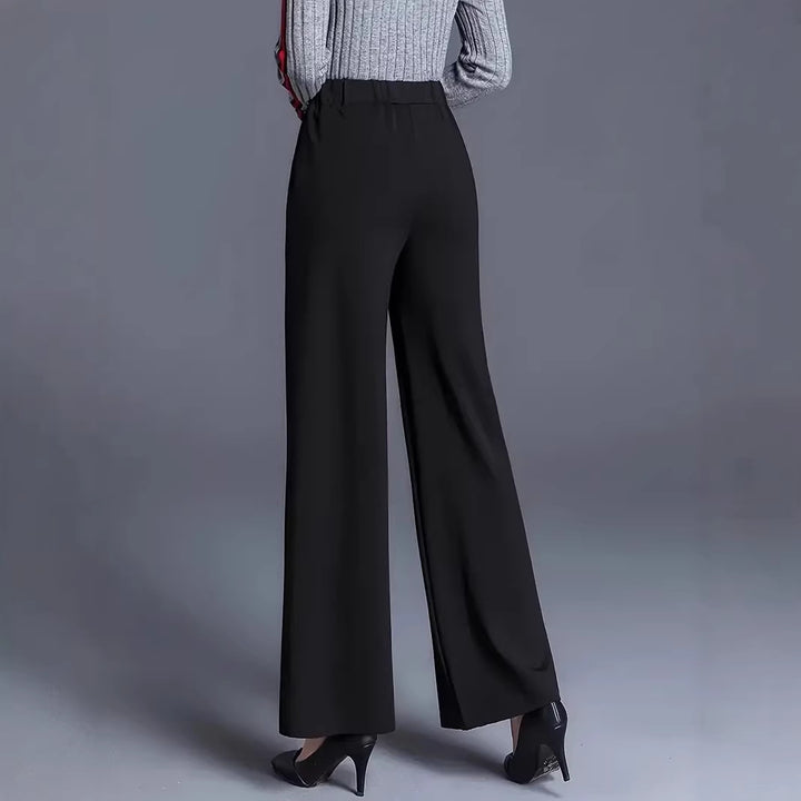 Damen Elegante hochtaillierte Palazzo-Hose mit Bügelfalte und weitem Bein Echoarchiv
