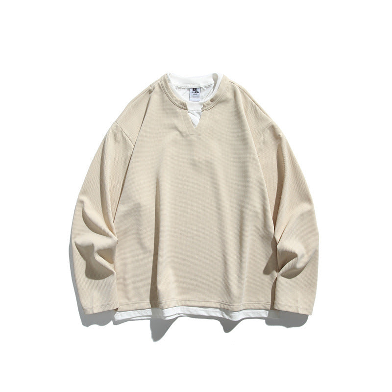 Unisex Oversize-Sweatshirt mit V‑Notch und integriertem Layer‑Look Echoarchiv