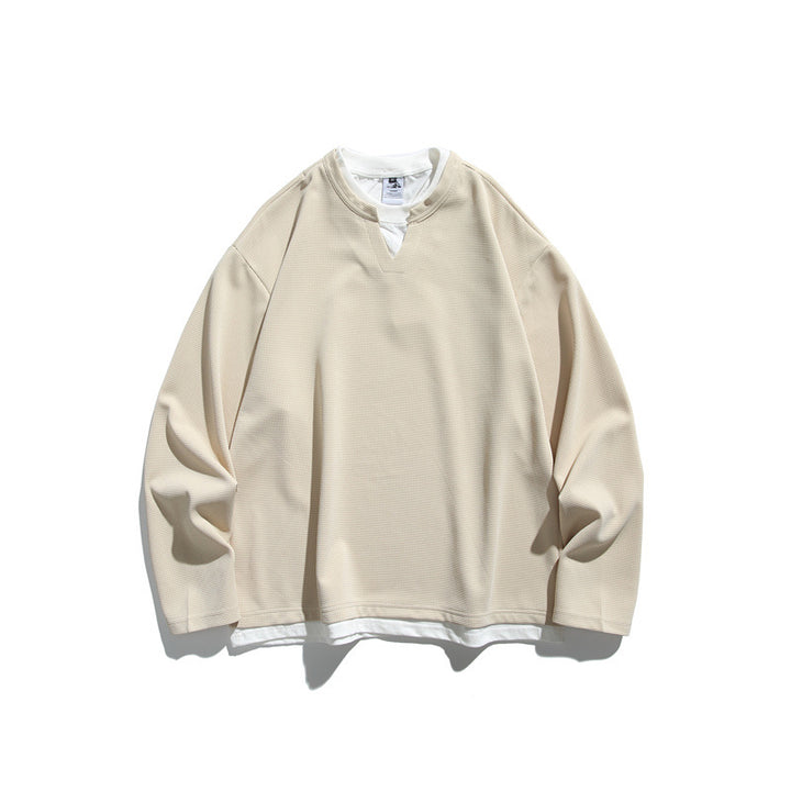 Unisex Oversize-Sweatshirt mit V‑Notch und integriertem Layer‑Look Echoarchiv