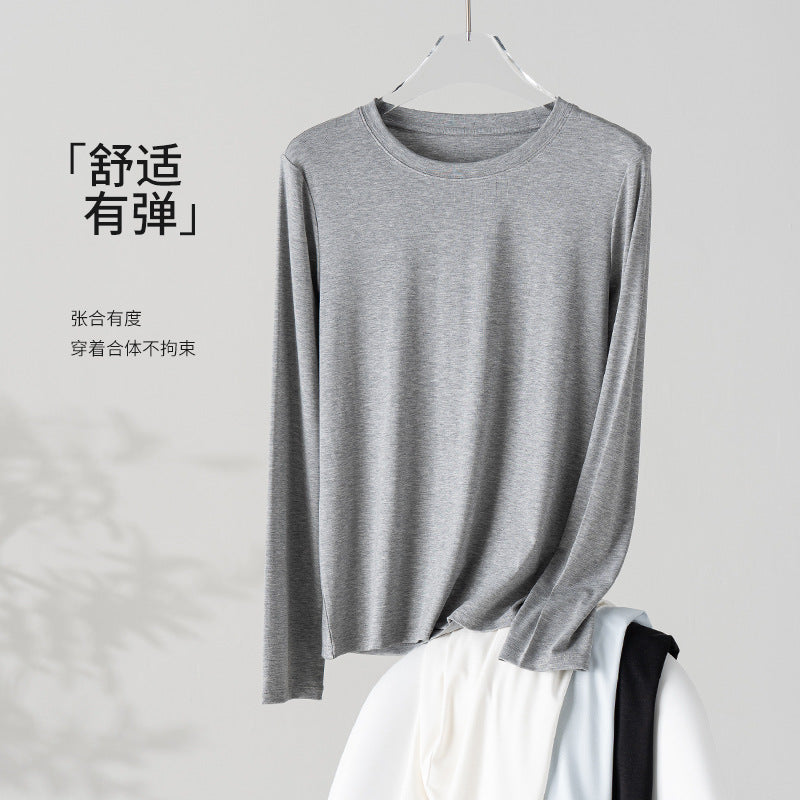 Damen Feines Longsleeve aus elastischem Modal-Jersey mit Rundhalsausschnitt und figurumspielendem Fall Echo Archiv