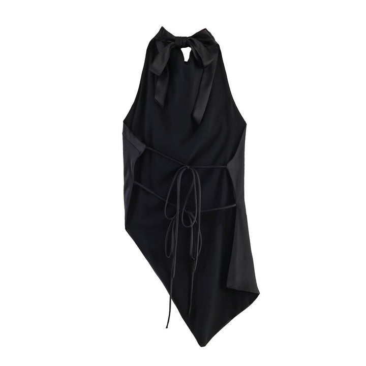 Damen elegantes Haltertop mit einzigartigem asymmetrischem Schnitt und dekorativem Knoten Echo Archiv