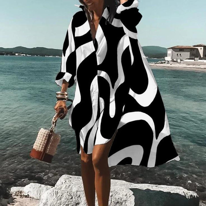 Damen nan luftiges Strandkleid Kaftan mit tropischem Blattprint und weitem Schnitt Echo Archiv
