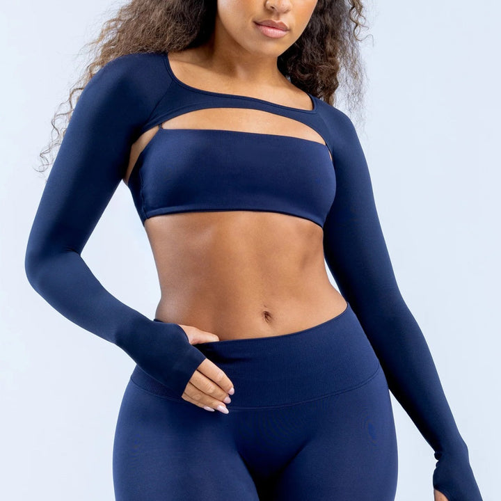 Damen Sportliches Langarm Crop-Top mit angeschnittenem Design Echo Archiv