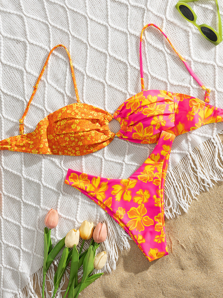 Damen Triangel-Bikini mit floralen Mustern Echo Archiv