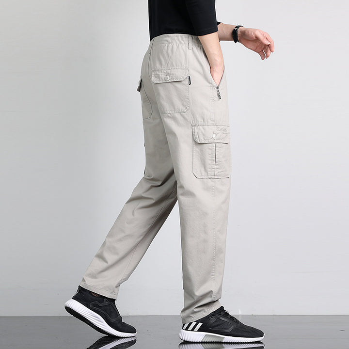 Herren Lockere Cargohose mit elastischem Bund, Multifach‑Taschen & geradem Bein Echo Archiv