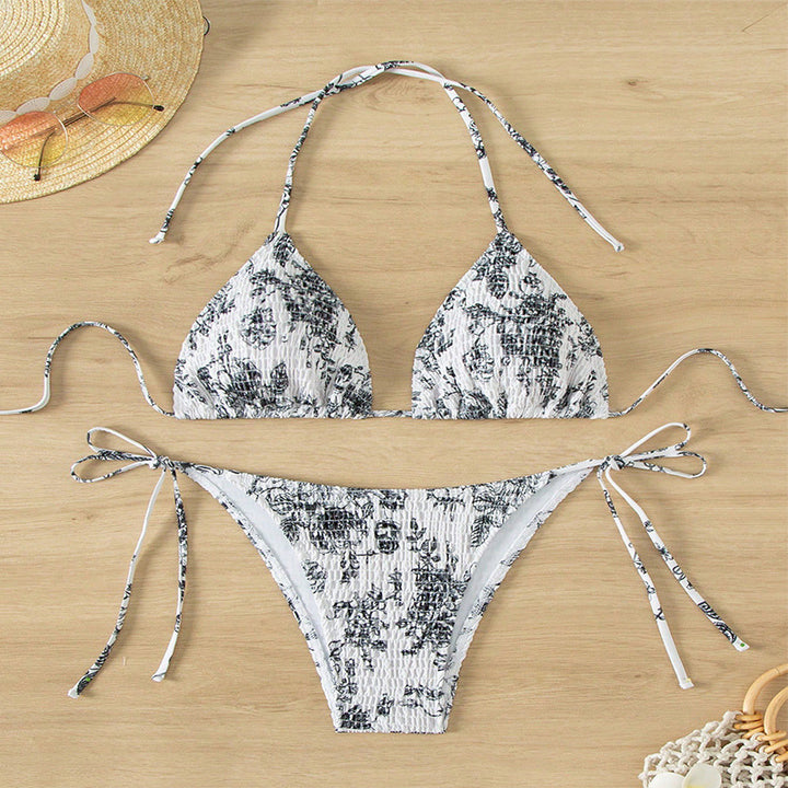 Damen Triangel-Bikini mit flexiblen Bändern und floralen Akzenten Echo Archiv