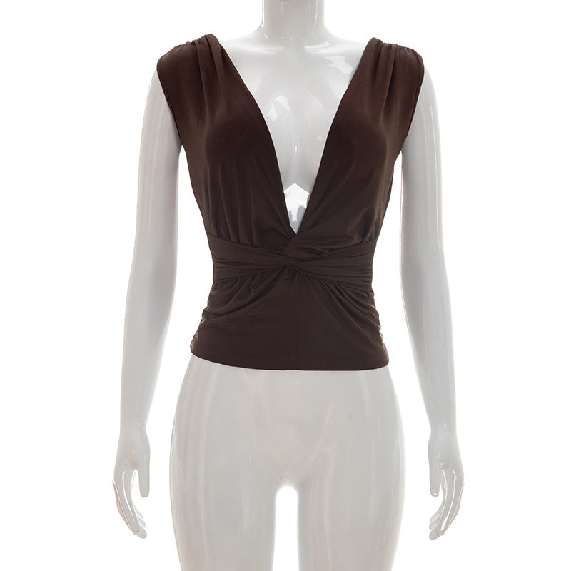 Damen Wickeloberteil mit tiefem V-Ausschnitt und elegantem Knotendetail Echo Archiv