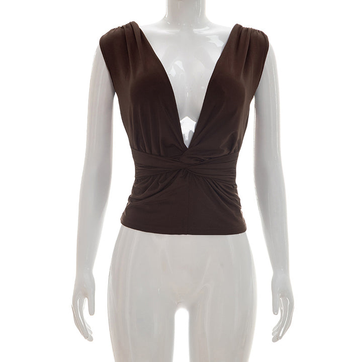 Damen Wickeloberteil mit tiefem V-Ausschnitt und elegantem Knotendetail Echo Archiv