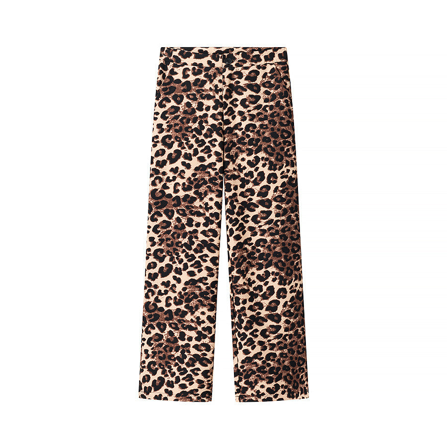 Damen Weite High‑Waist Palazzo‑Hose mit Leopardenmuster und fließendem Fall Echo Archiv