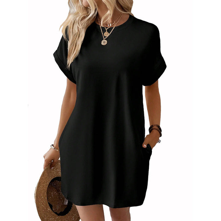 Damen Lockeres T-Shirt-Kleid mit praktischen Taschen und lässigem Design Echoarchiv