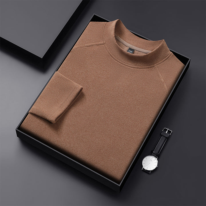 Herren Premium-Mockneck-Pullover aus feinem Woll-Mix mit Raglanärmeln Echo Archiv
