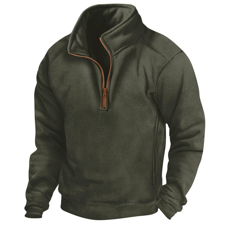Herren Fleece-Pullover mit halbem Reißverschluss und strukturiertem Design Echoarchiv