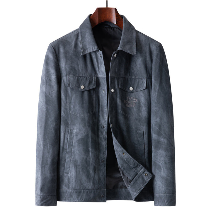 Herren Vintage-Lederoptik-Truckerjacke mit Used-Effekt und Brustpattentaschen Echo Archiv