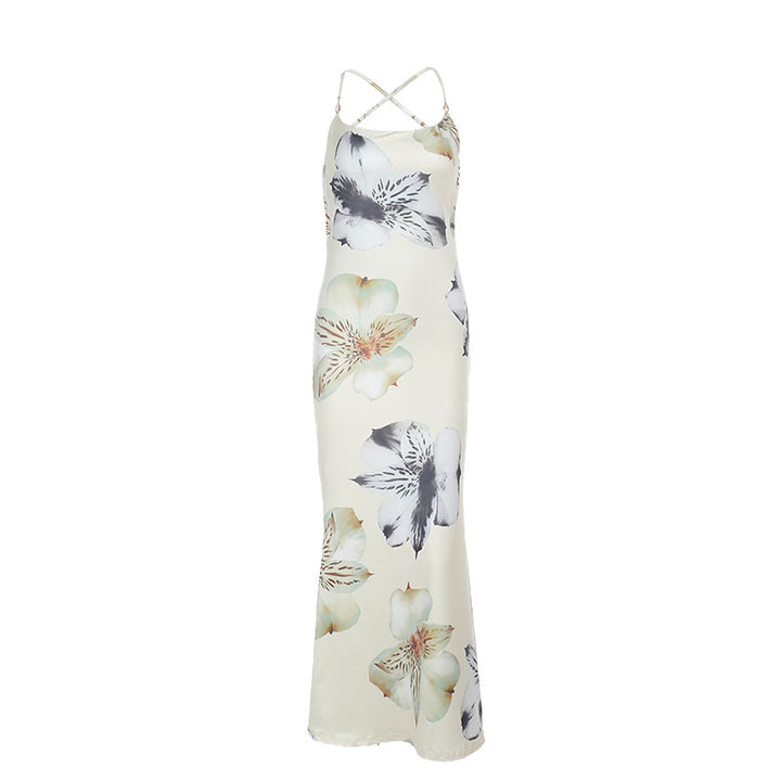 Damen elegantes Maxikleid mit floralem Muster und verstellbaren Spaghetti-Trägern Echo Archiv