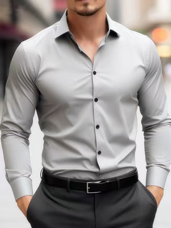 Herren Elegantes Slim-Fit Langarmhemd Echoarchiv