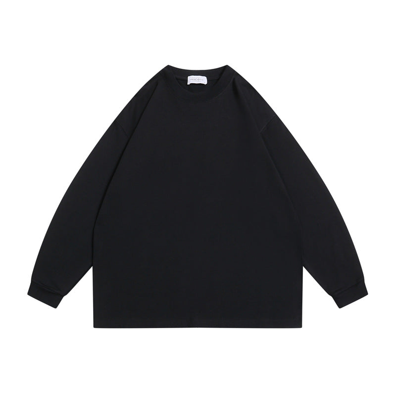 Unisex Oversize-Langarmshirt aus schwerer Baumwollmischung mit Rundhalsausschnitt und gerippten Bündchen Echoarchiv