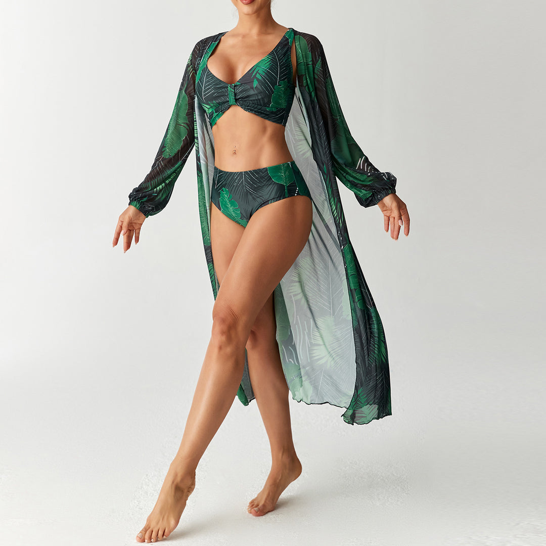 Damen Transparentes Strandkleid mit floralem Muster Echo Archiv
