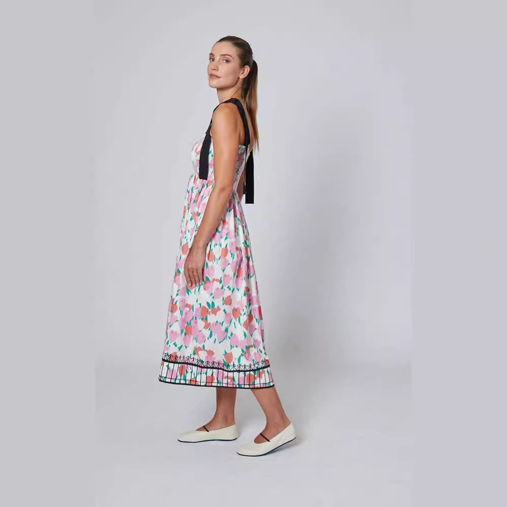 Damen Maxikleid mit floralem Print und elastischem Oberteil Echo Archiv