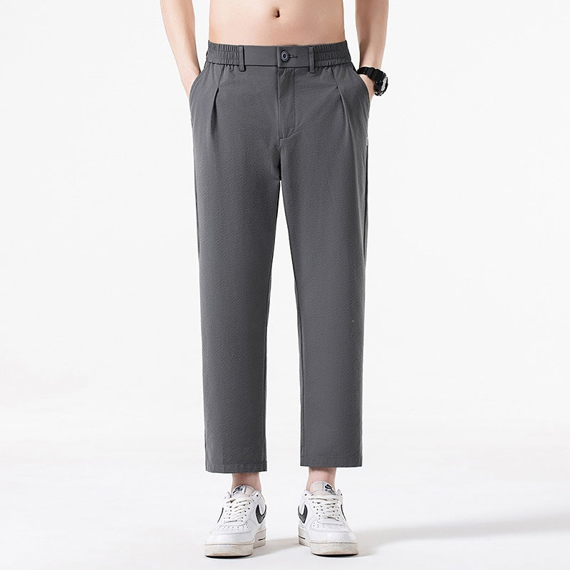 Herren Cropped-Hose mit weitem Bein, halb-elastischem Bund und Bügelfalte Echo Archiv