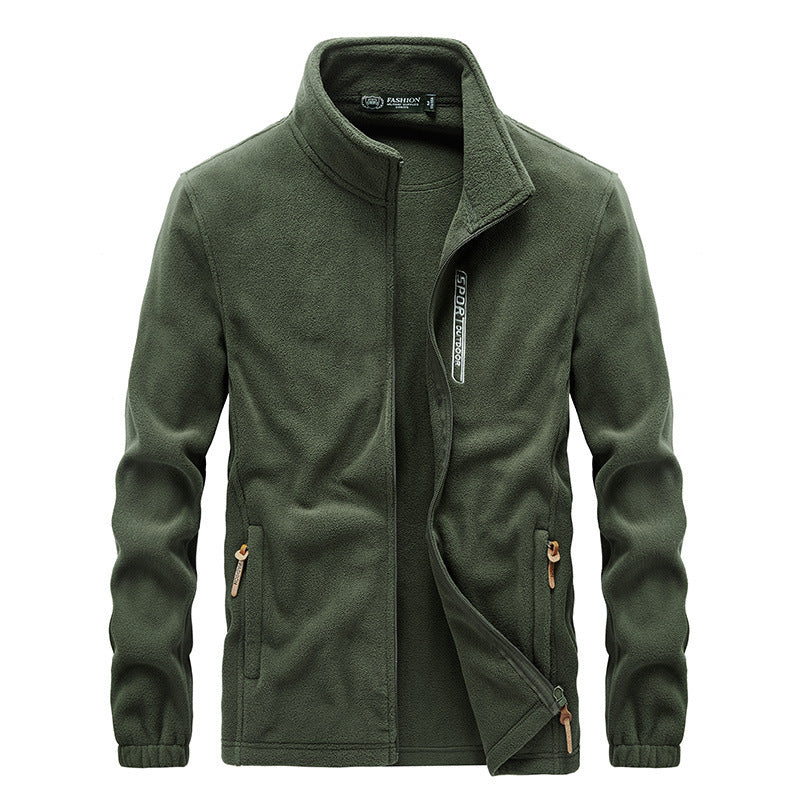 Herren Microfleece-Outdoorjacke mit Stehkragen, Reißverschluss und zipptaschen – Taviero