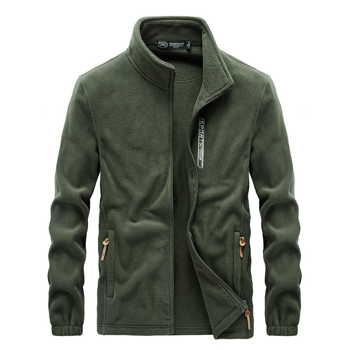Herren Microfleece-Outdoorjacke mit Stehkragen, Reißverschluss und zipptaschen – Taviero