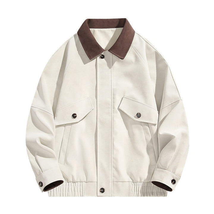 Herren Boxy-Utility-Jacke im Velours-Look mit Kontrastkragen, Pattentaschen & elastischem Saum Echoarchiv