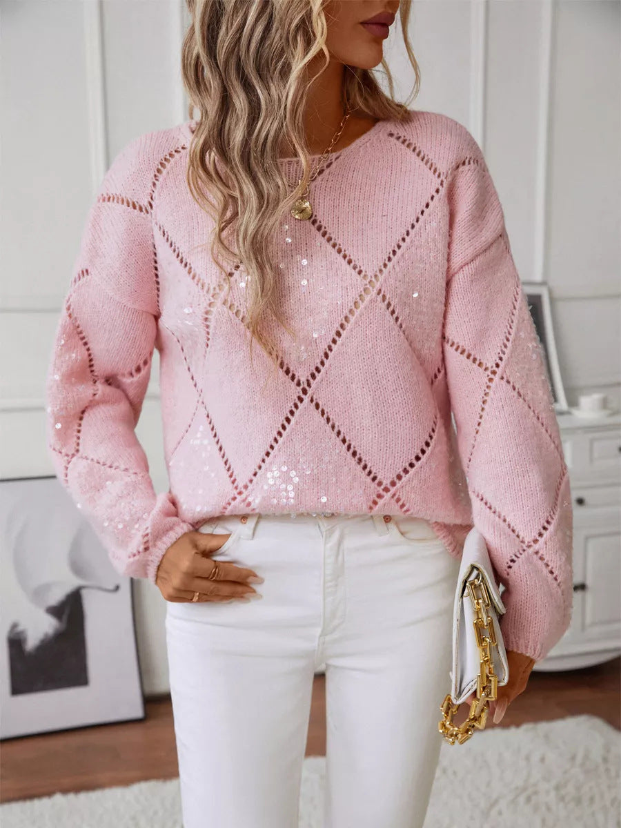 Damen Modischer Pullover mit Glitzerakzenten – Mavelle