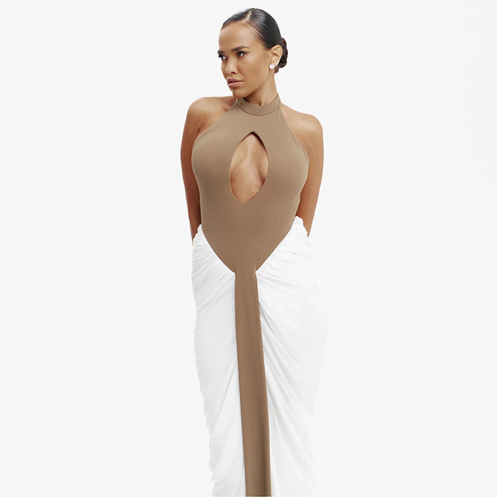 Damen Maxikleid mit hochgeschlossenem Ausschnitt und elegantem Cut-Out Echo Archiv