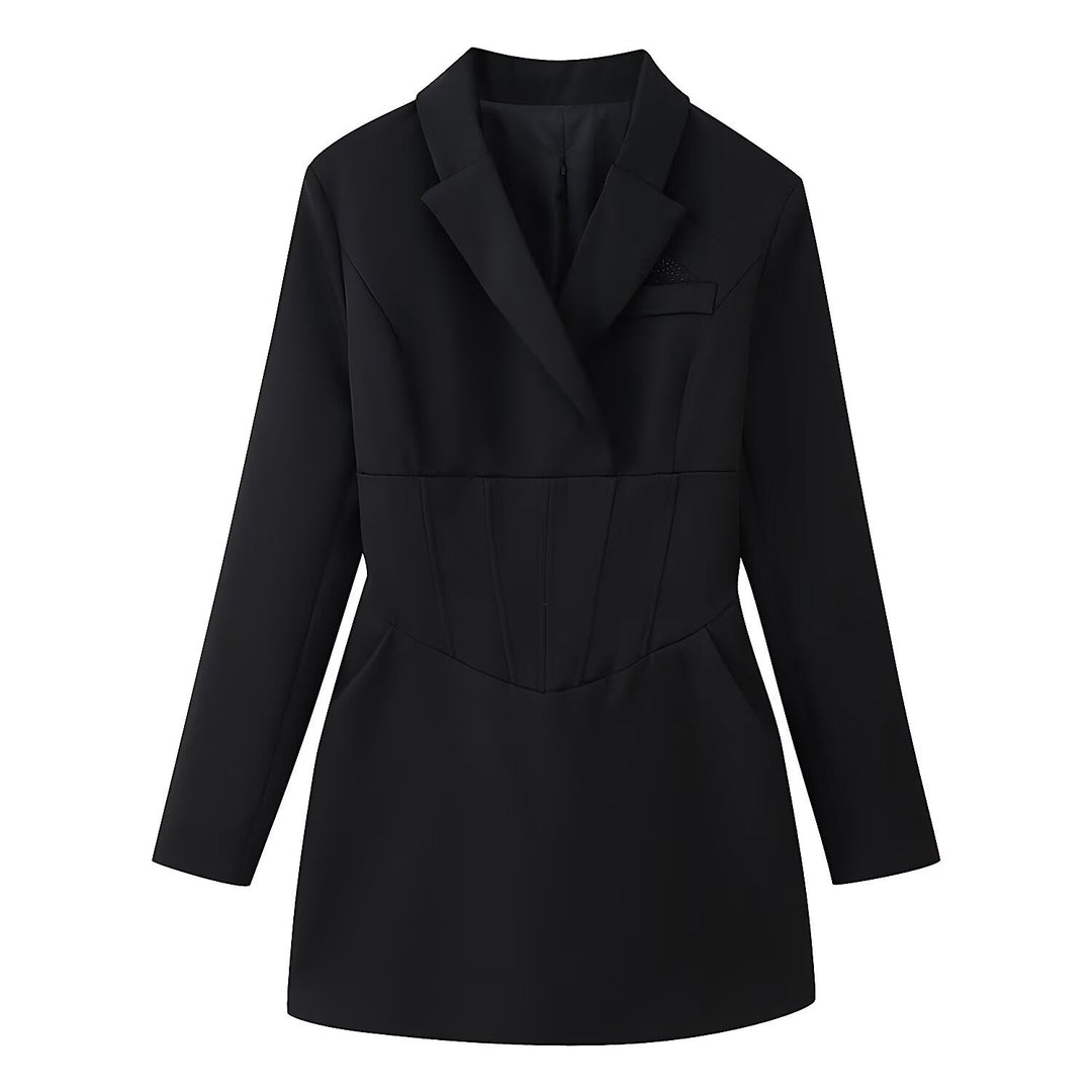 Damen Tailliertes Blazerkleid mit Korsettnaht und Reverskragen Echo Archiv
