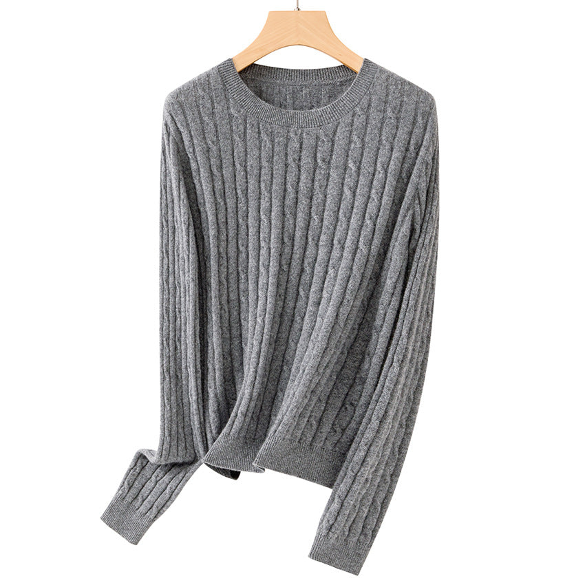 Damen Kuscheliger Zopfstrick-Pullover aus Feinstrick mit Rundhalsausschnitt Echoarchiv