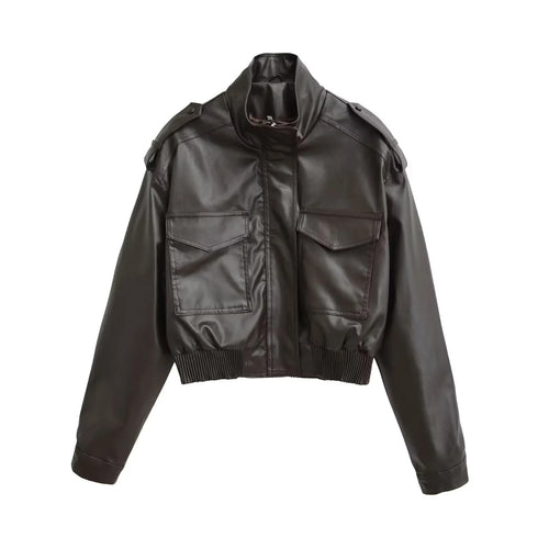 Damen nan cropped Field-Bomberjacke im Military-Look mit Stehkragen, Schulterklappen und taillennahem Rippbund Echo Archiv